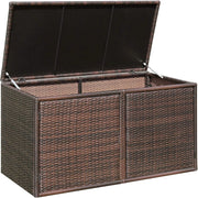 Baule Contenitore da 335L, con Coperchio e 2 Ripiani, Contenitore da Giardino con Telaio in Acciaio, Box per Conservazione di Attrezzi Giocattoli Accessori (Marrone)