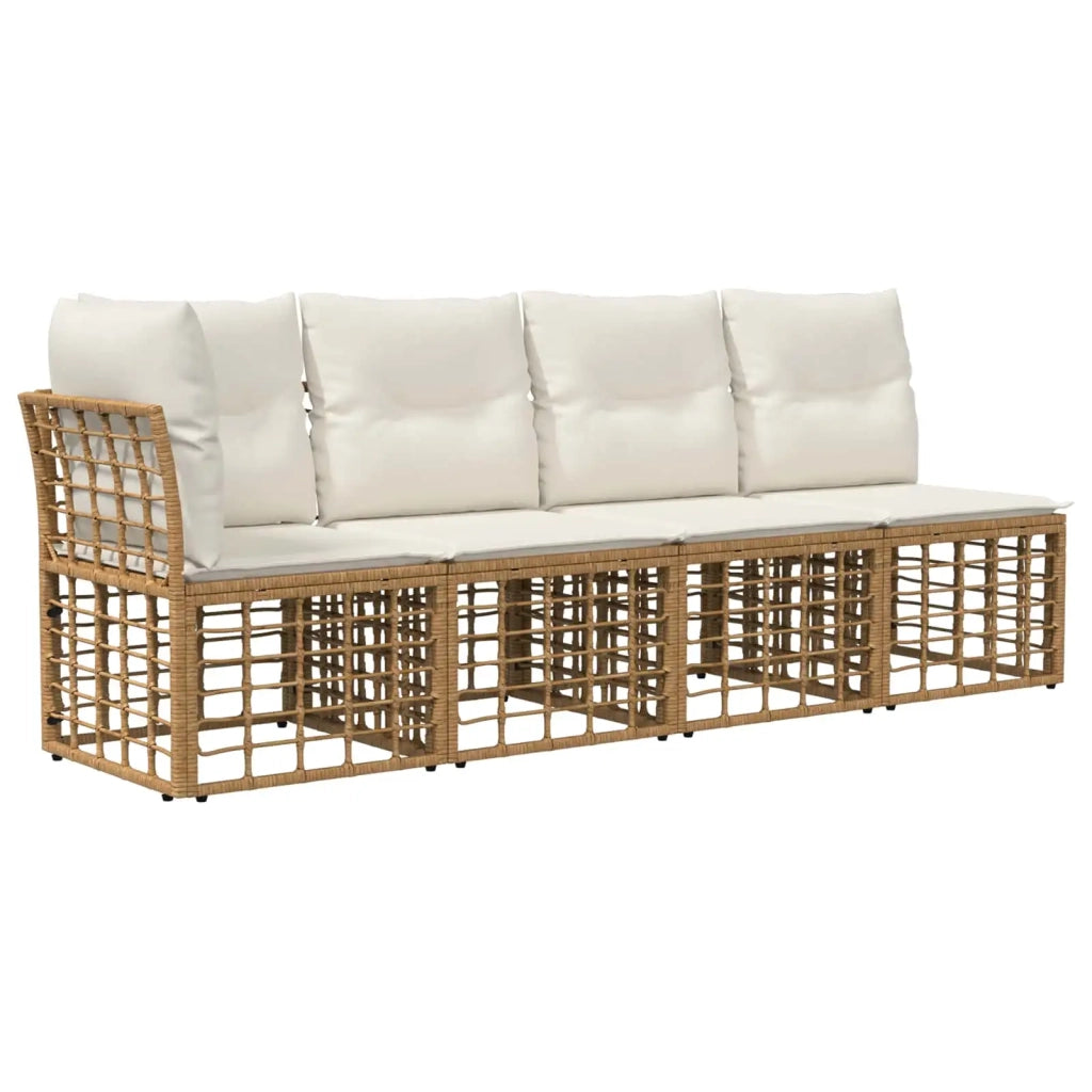 Set Divano da Giardino 14 pz Naturale e Bianco Crema polyrattan 3437918