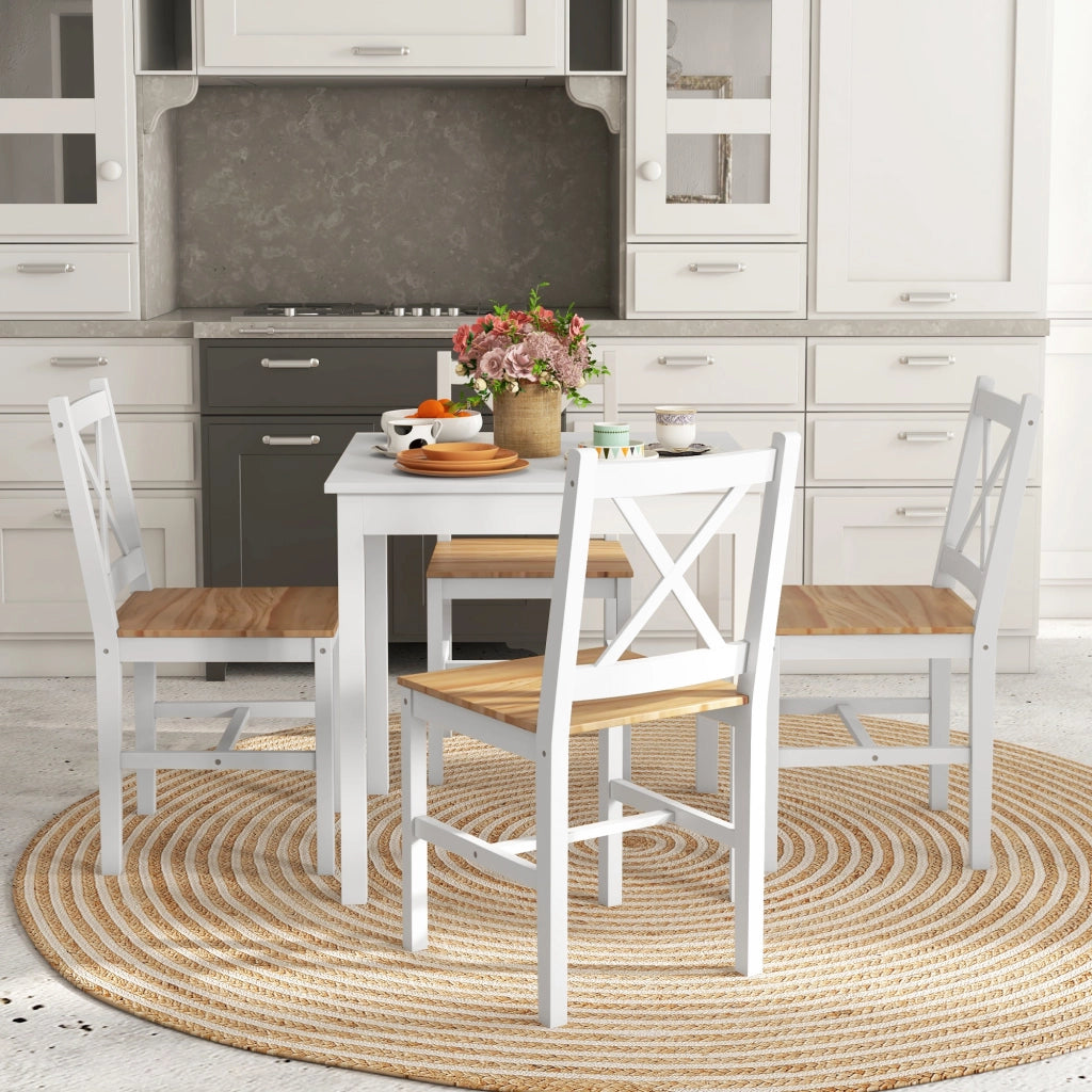 Set di 4 sedie da pranzo design ¨C Minimal ¨C Legno e tessuto beige