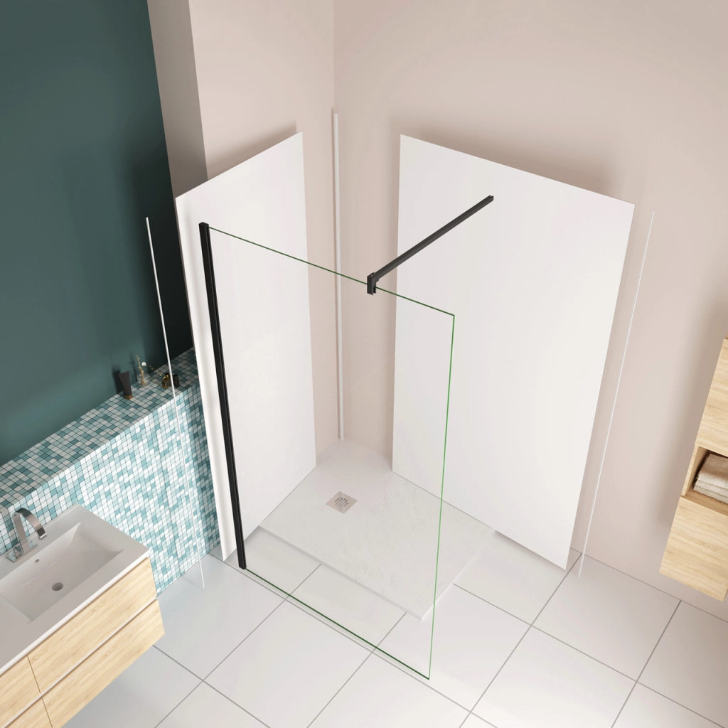 H.210 cm Pannello Doccia ad Angolo 90x100 cm Realizzato in Alluminio da 3 mm con Profili Finitura Bianco Opaco per Rivestimento Parete Bagno