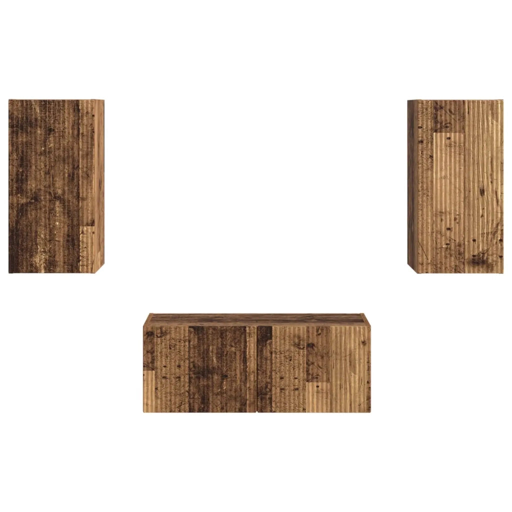 Set mobile TV 2 pz-Credenza per TV Legno vecchio Legno multistrato 461642