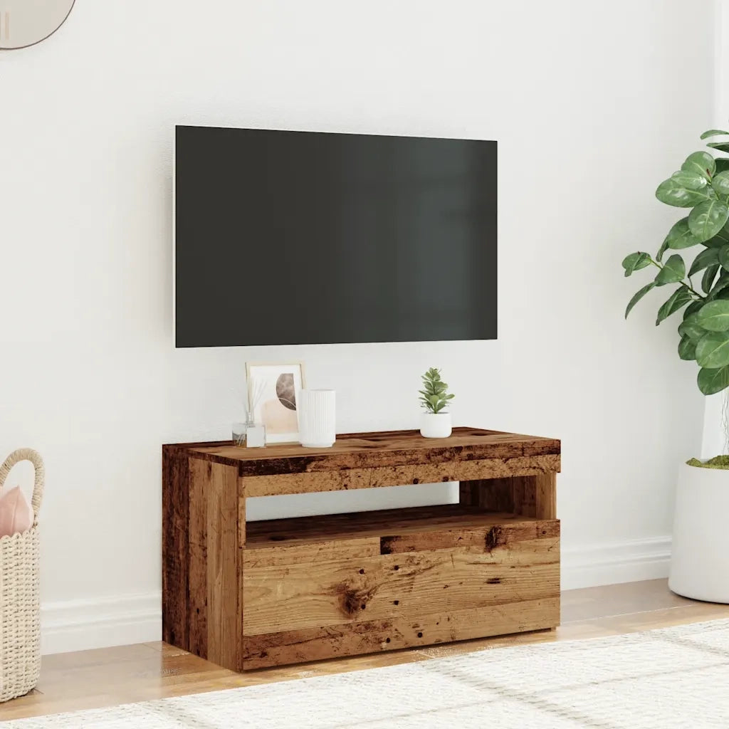 Mobile Porta TV con LED Legno Antico 75x35x40 cm Multistrato 856315