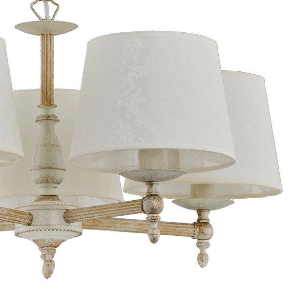 Lampadario sospeso classico Roksana 5xE14 bianco Alfa