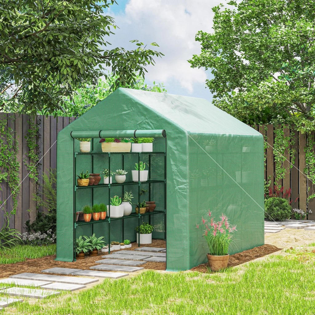 Serra da Giardino con Scaffali ¨C Zephmum ¨C Verde 244x180x210 cm
