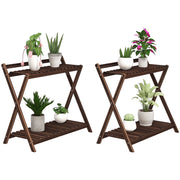 Supporto per piante a 2 livelli ¨C Zephmum ¨C 73x36x64 marrone