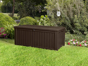 Cassapanca outdoor Hawkesbury, Baule da giardino, Contenitore da esterno, Panchina contenitore da esterno, 155x72 h64 cm, Marrone
