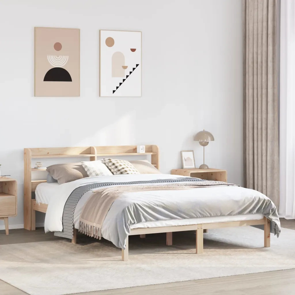Letto matrimoniale | Letto per adulti | Letto senza Materasso 150x200 cm in Legno Massello di Pino