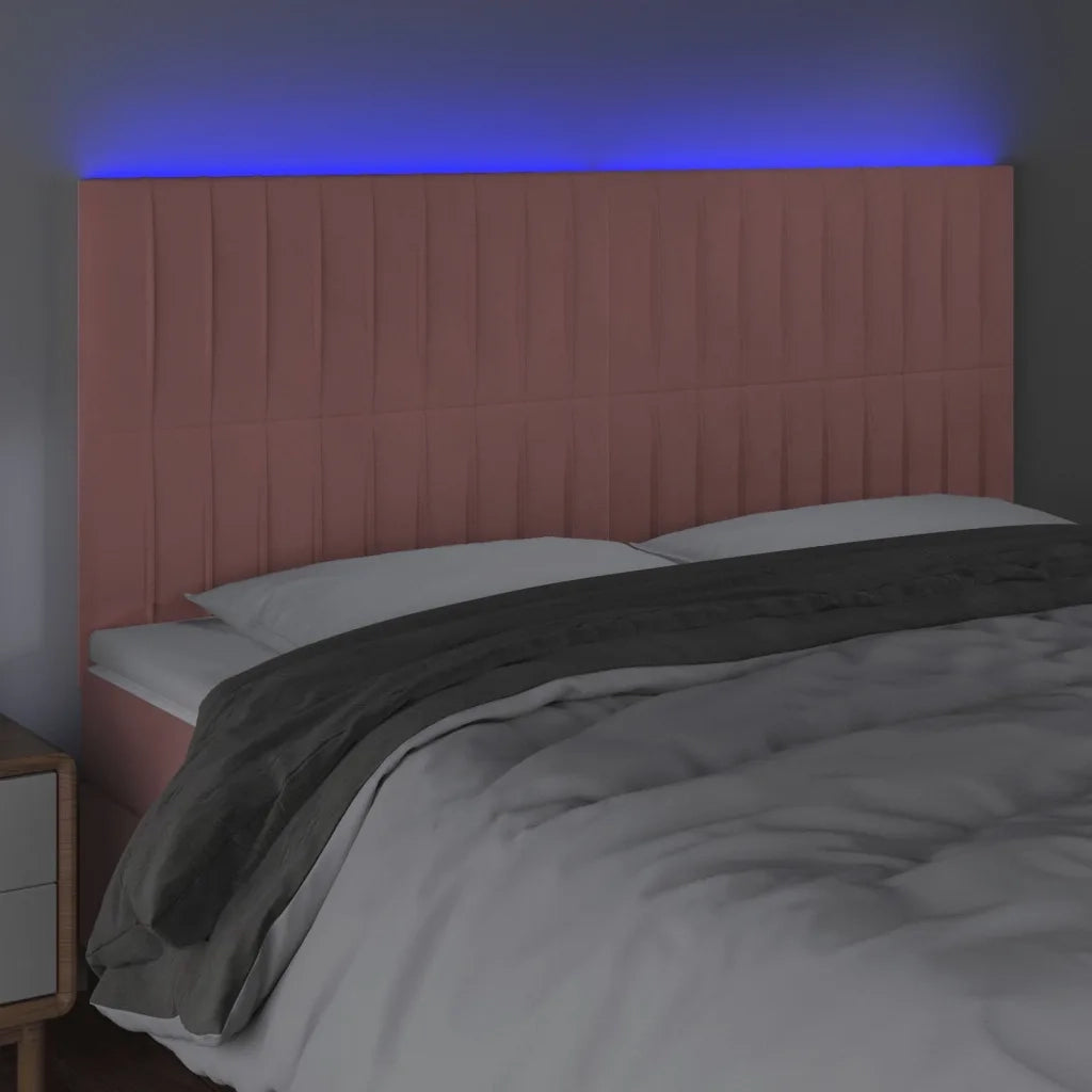 Testiera | Testata a LED rosa 200x5x118/128 cm in Velluto