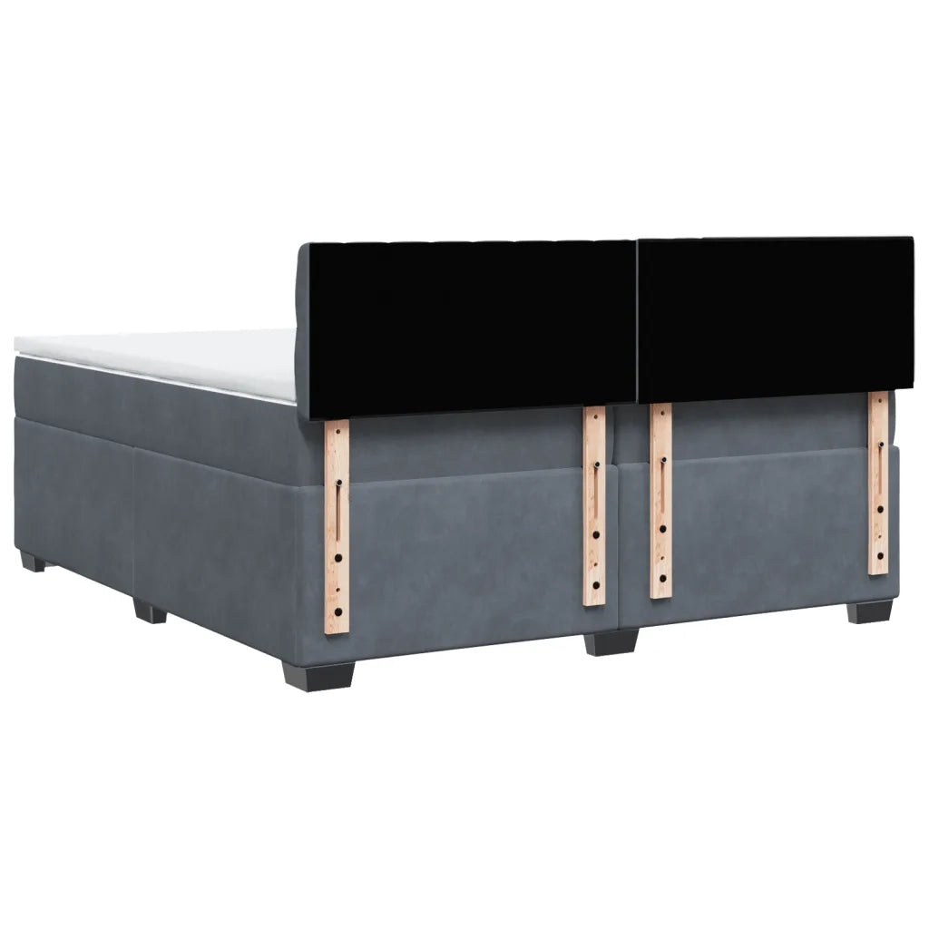 Giroletto a Molle con Materasso Grigio Scuro 200x200 cm Velluto 3286409
