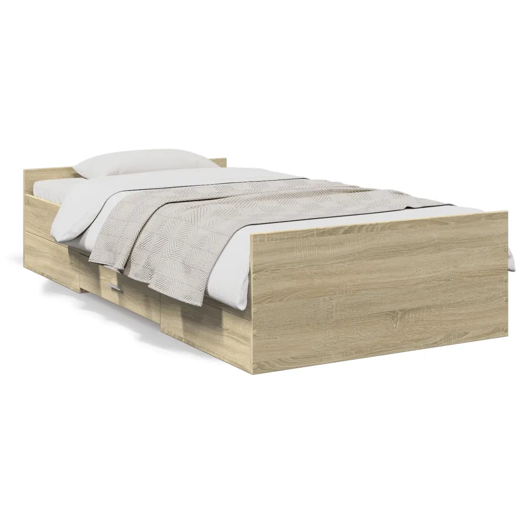 Giroletto Cassetti-Struttura Letto con contenitore Rovere Sonoma 75x190 cm Legno Multistrato 362298