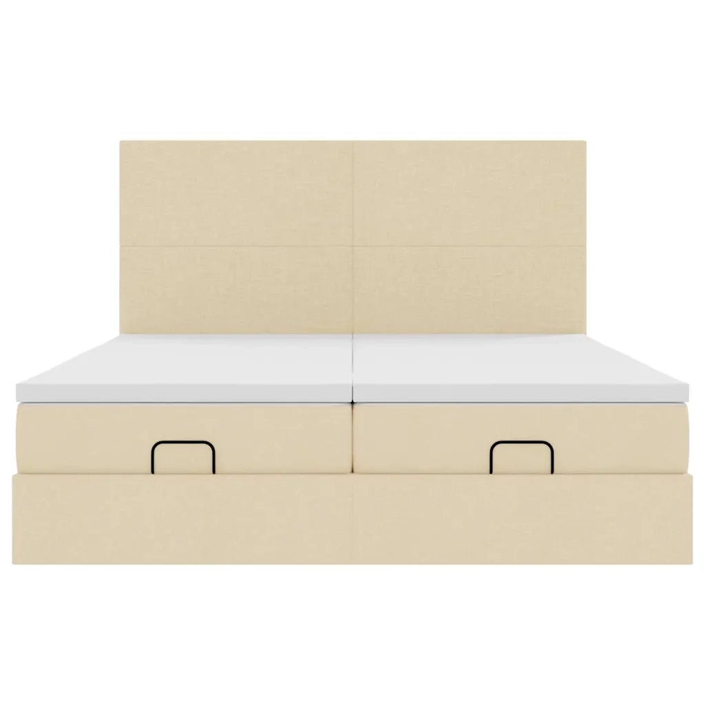 Struttura Letto Pouf con Materassi Crema 180x200 cm in Tessuto 3313676