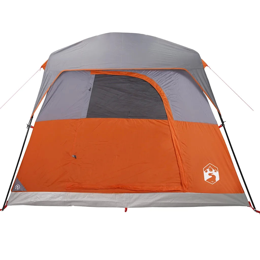 Tenda da Campeggio | Tenda Familiare a Cabina 4 Persone Arancione Impermeabile