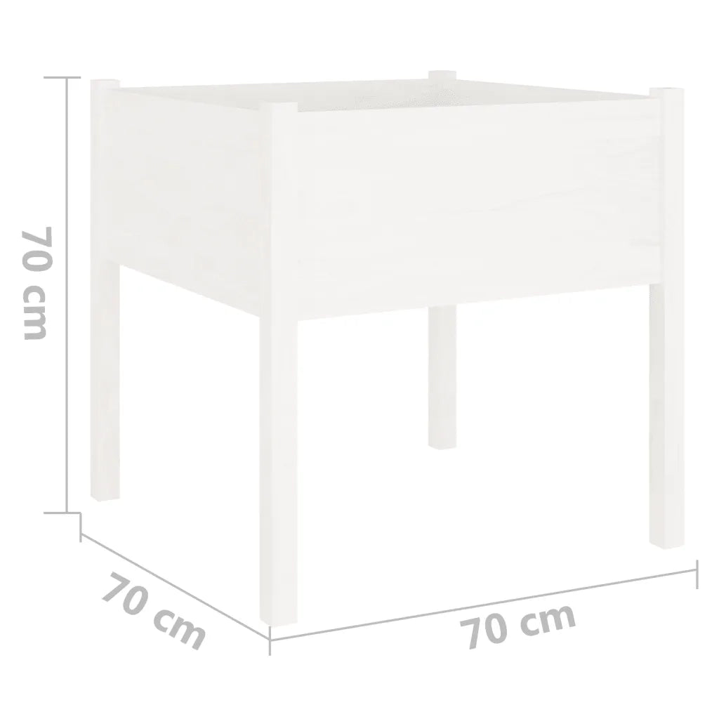 Fioriera | Cassetta per fiori | Vaso da Giardino Bianca 70x70x70 cm Legno Massello di Pino