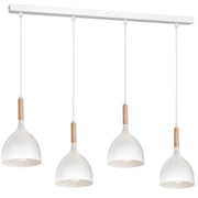 Lampada a sospensione bianca/legno Noak Wood 4xE27 Luminex