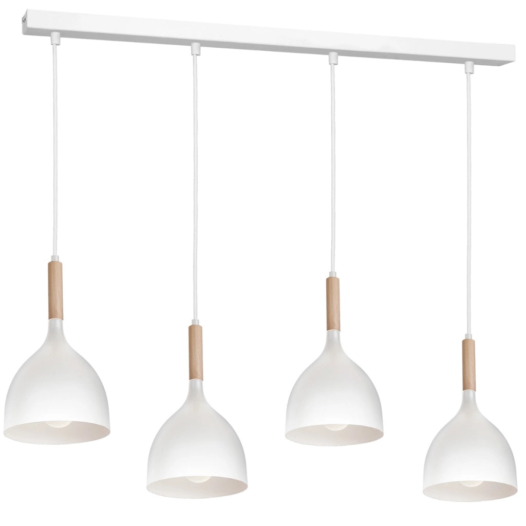 Lampada a sospensione bianca/legno Noak Wood 4xE27 Luminex