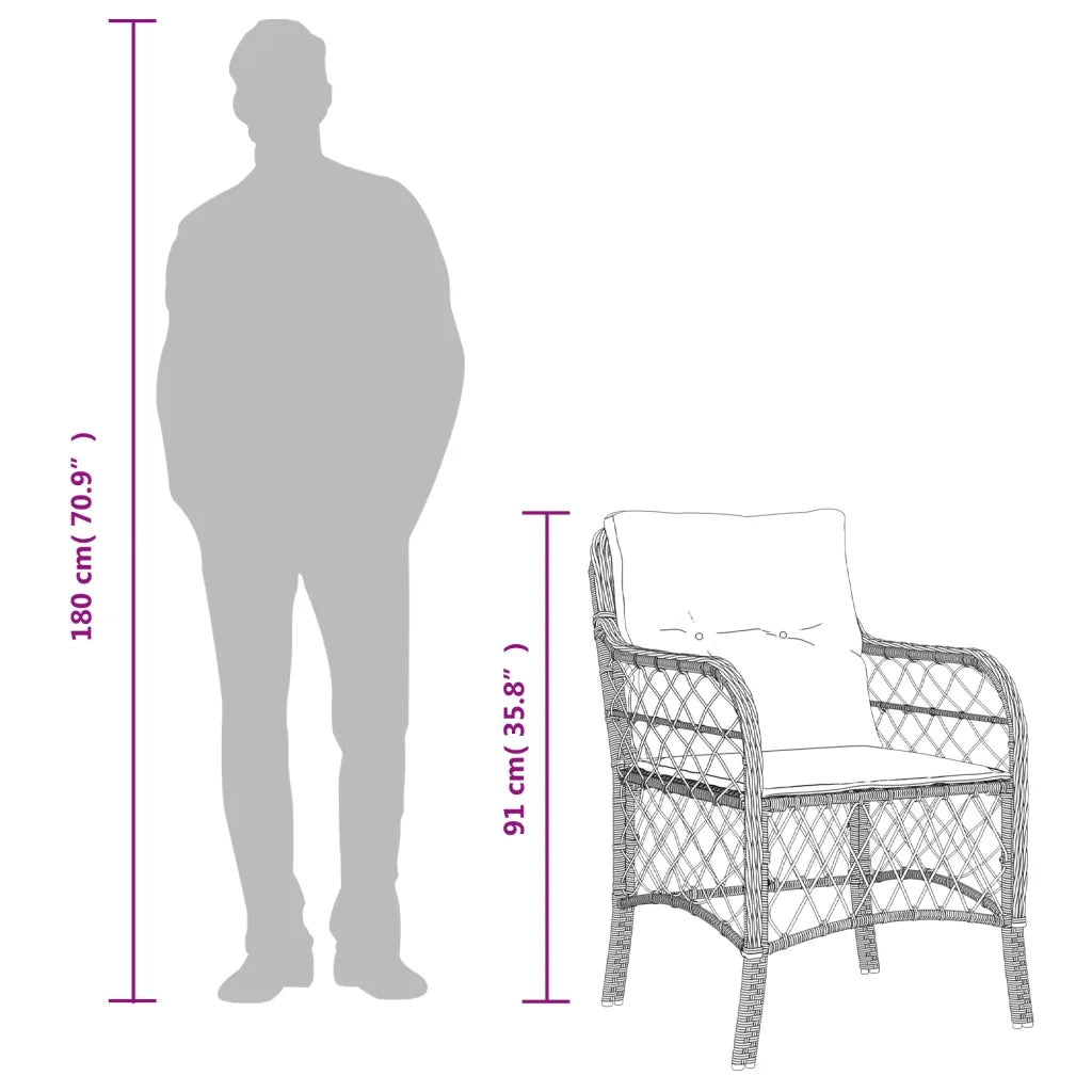 Set da Pranzo da Giardino 5 pz Nero con Cuscini in Polyrattan 3212104