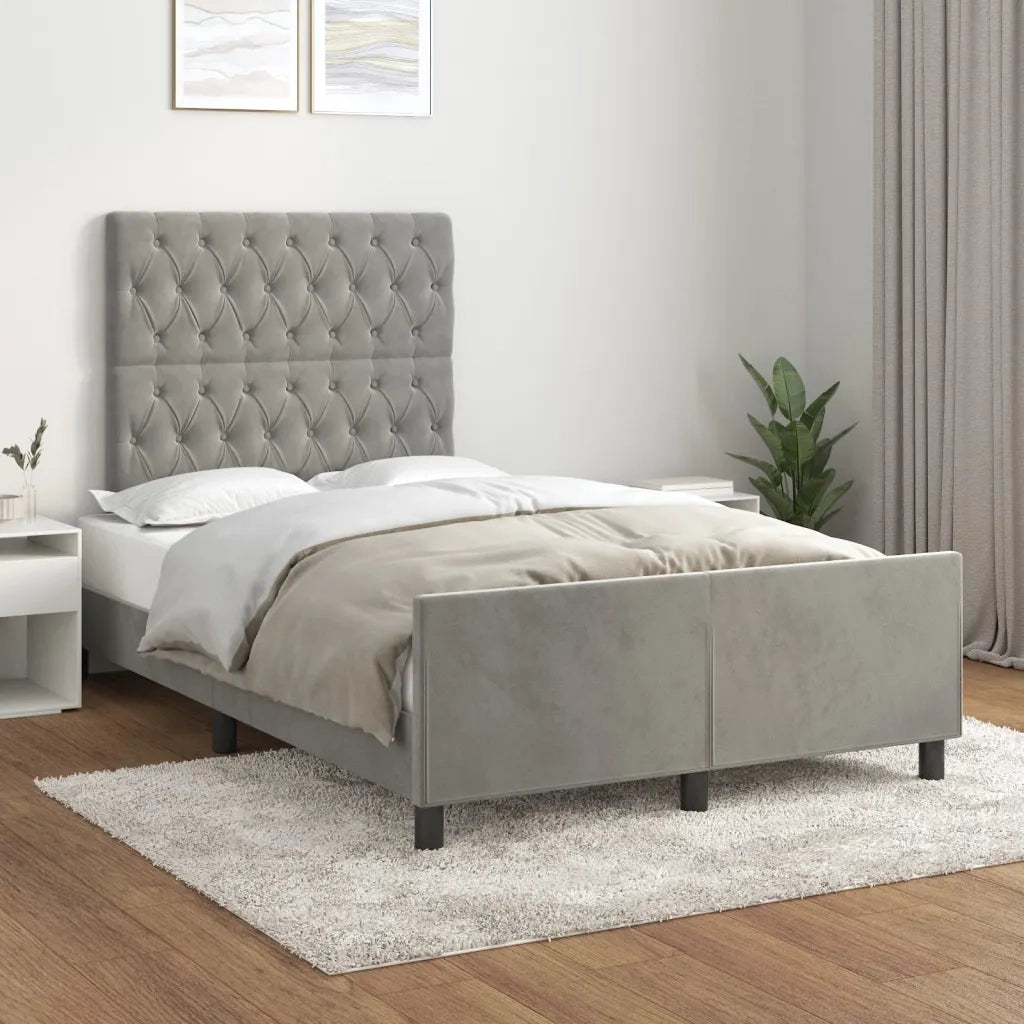 Letto matrimoniale | Letto per adulti | Giroletto senza Materasso Grigio Chiaro 120x200 cm Velluto