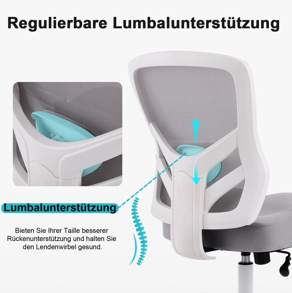 Sedia da ufficio ergonomica con supporto lombare regolabile; braccioli 2D e seduta in schiuma; grigio