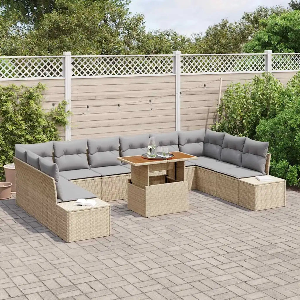 Set Divano da Giardino con cuscino 11 pcs Beige e grigio 3350014