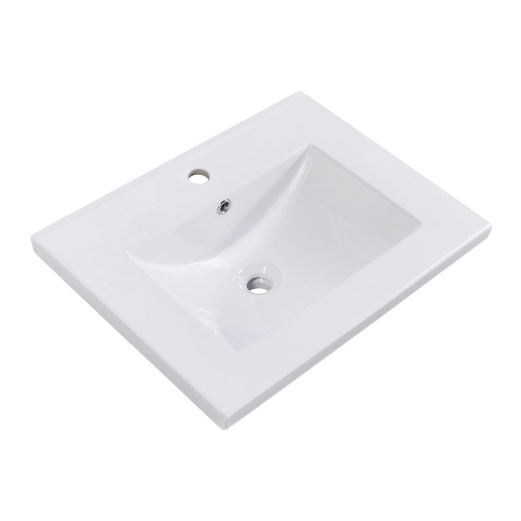 LAVABO CON MOBILE 60 cm Grigio e Bianco in Legno Massello e MDF