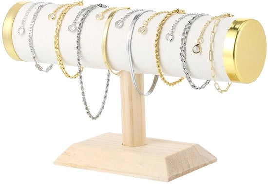 Supporto per Collane di Alta Qualità a Panno Velluto - Sostegno per Collane Decorativo - Forma a T - Decorazione Artistica - 23 x 13,5 x 5 cm - Stabile e Duraturo