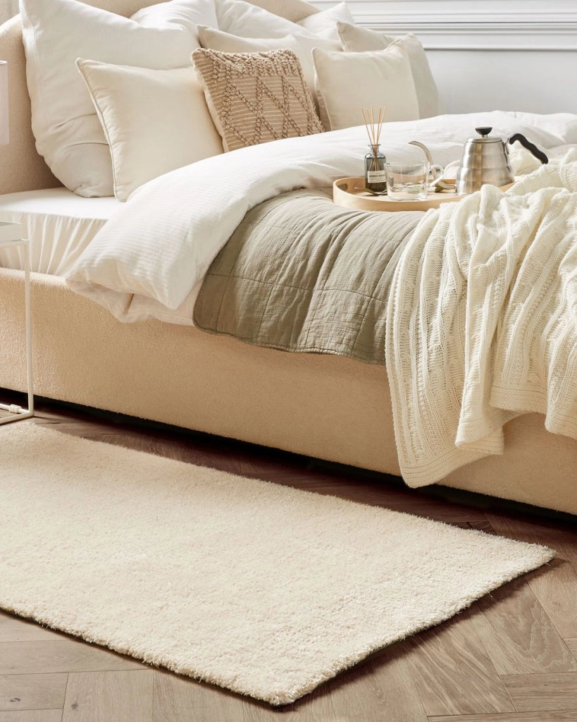Tappeto Shaggy Beige 80 x 150 cm Tappeto rettangolare trapuntato moderno a pelo lungo