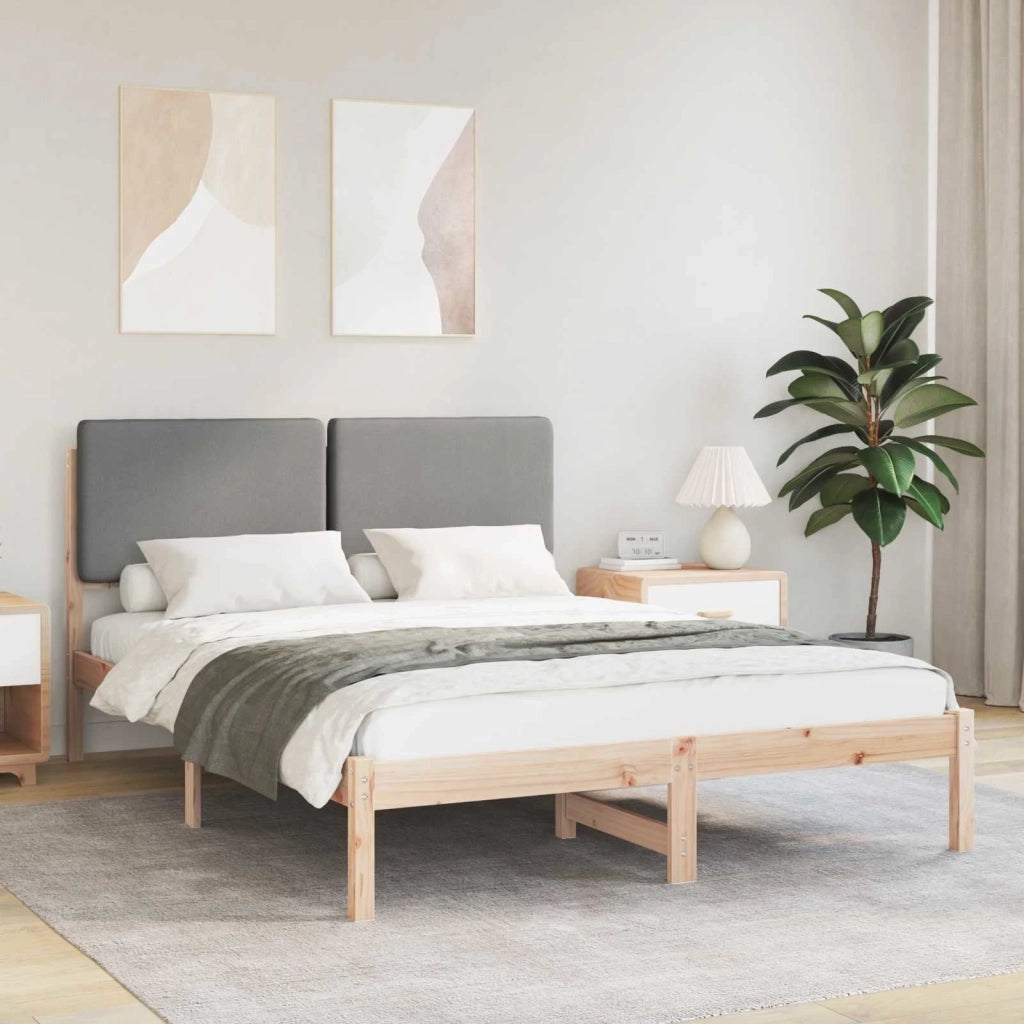 Letto con Testiera Rivestita-Struttura Letto con Testiera Grigio chiaro 150 x 200 cm 783339