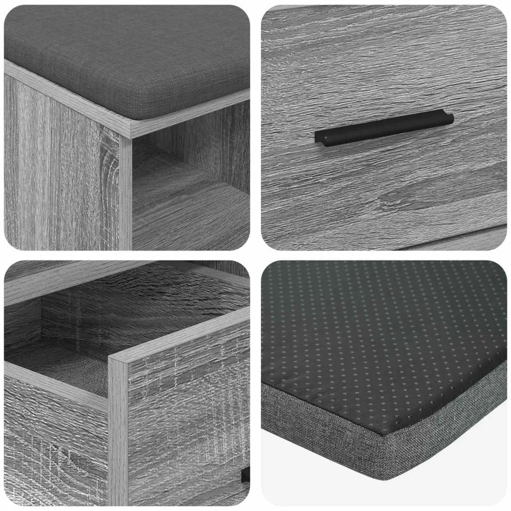 Panca per ingresso con cuscino-Sgabello-Panca da Corridoio Grigio Sonoma 60 x 38 x 46 cm 803315