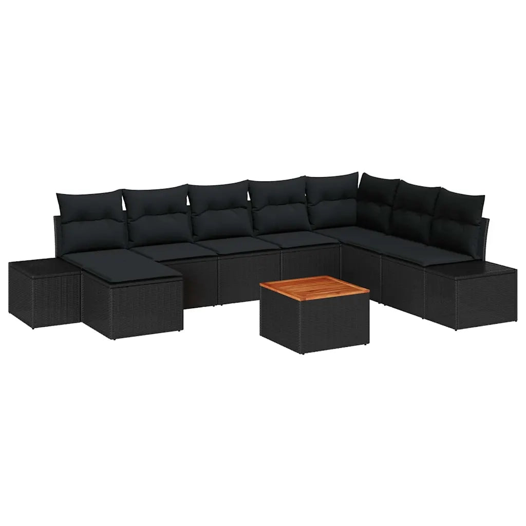 Set Divano da Giardino 9 pcs Nero 3356665