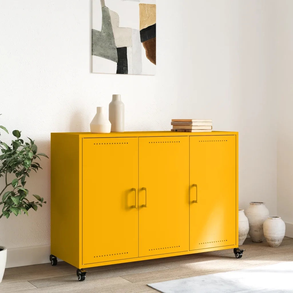 Credenza-Buffet-Armadio da cucina Giallo Senape 100,5x39x72 cm in Acciaio
