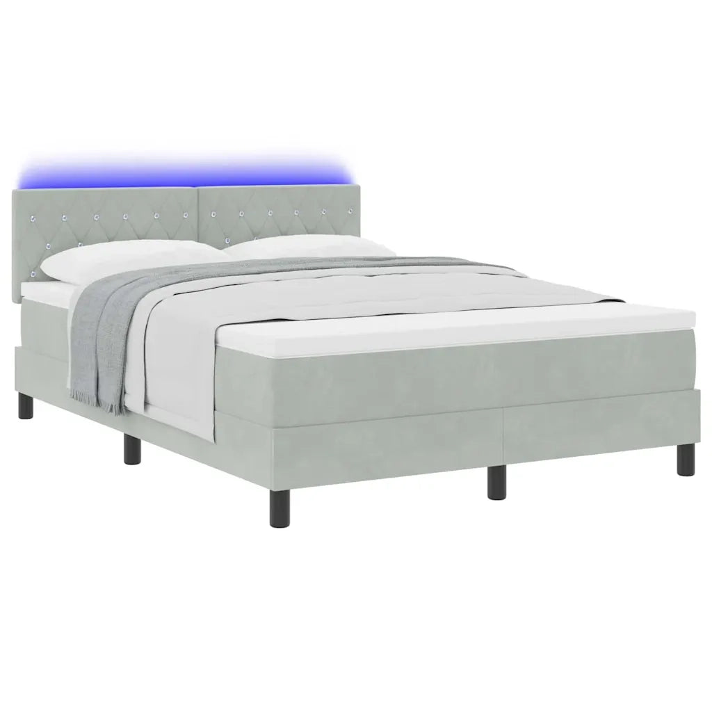 Letto a Sorgente LED con led Grigio chiaro 160 x 200 cm Velluto 3342596