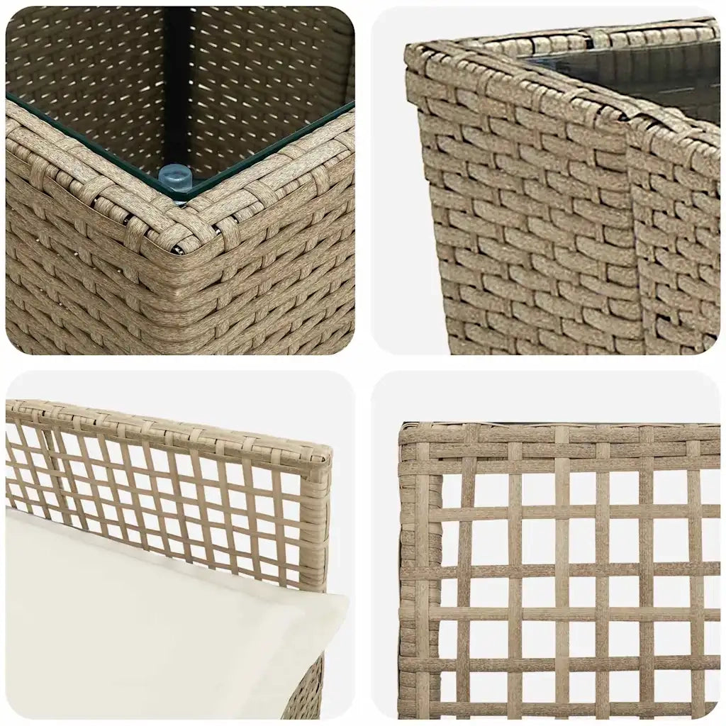 Set Bistro da Giardino 3 pcs Beige polyrattan 3334959