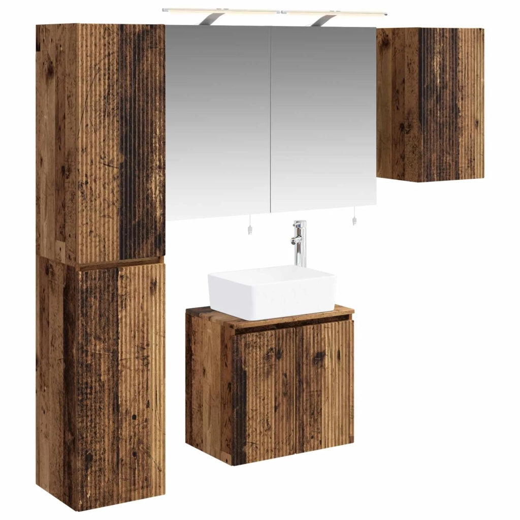Set di Armadi da Bagno 5 pz Legno antico Legno ingegnerizzato 3407317