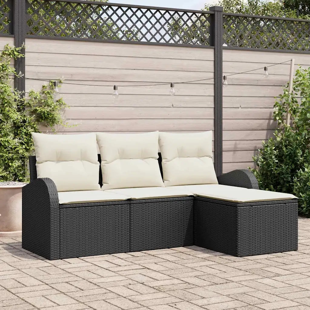 Set Divano da Giardino | Set Salotto da Giardino Nero polyrattan