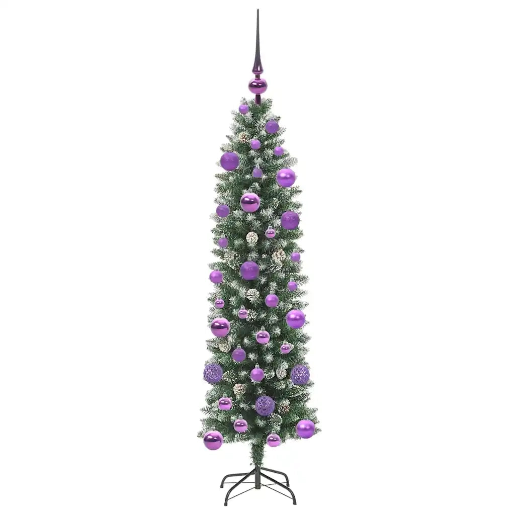 Albero di Natale Artificiale Sottile Verde e Bianco 120 cm 3395275