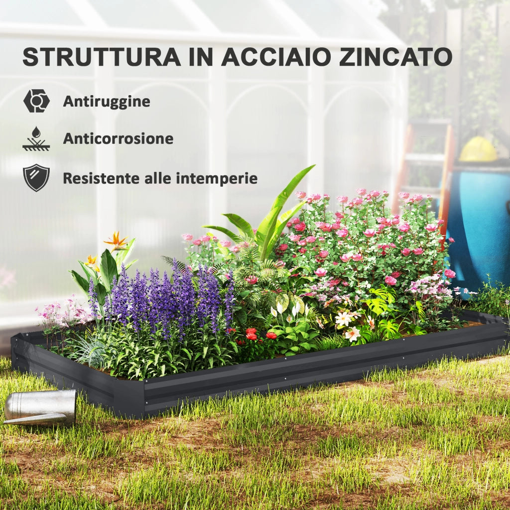 Letto Rialzato in Acciaio con Fondo Aperto ¨C Minimal ¨C 240x120x30 cm Grigio Scuro