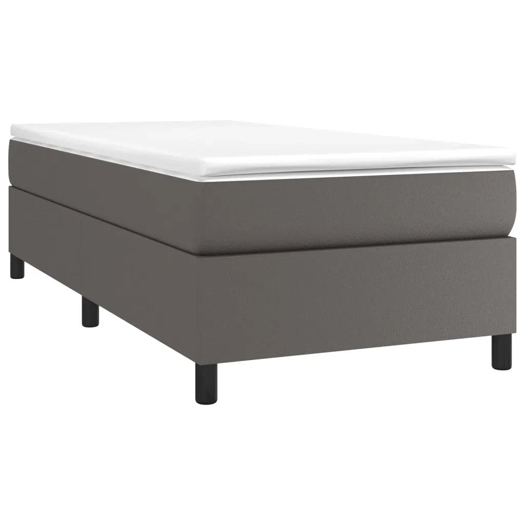 Letto singolo | Letto per adulti | Giroletto a Molle con Materasso Grigio 90x190 cm in Similpelle