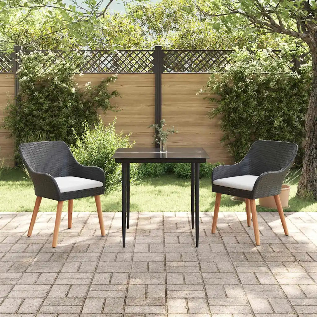 Set da Pranzo per Giardino con cuscino 3 pcs Nero polyrattan 3261663