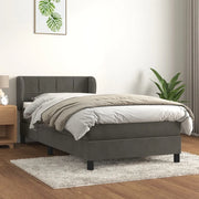 Giroletto a Molle con Materasso Grigio Scuro 80x200 cm Velluto 3127458