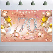 Decorazione per festa grande rosé dorata - Decorazione di sfondo - Foto sfondo - Tovaglia per tavola - Decorazione per compleanno 70° - Per donne - Decorazione per compleanno