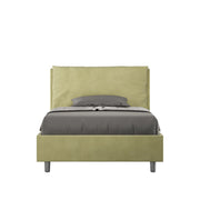Letto 1 Piazza E Mezzo 120x200 cm con Rete e Contenitore Imbottito in Microfibra Antea Large Tè Verde
