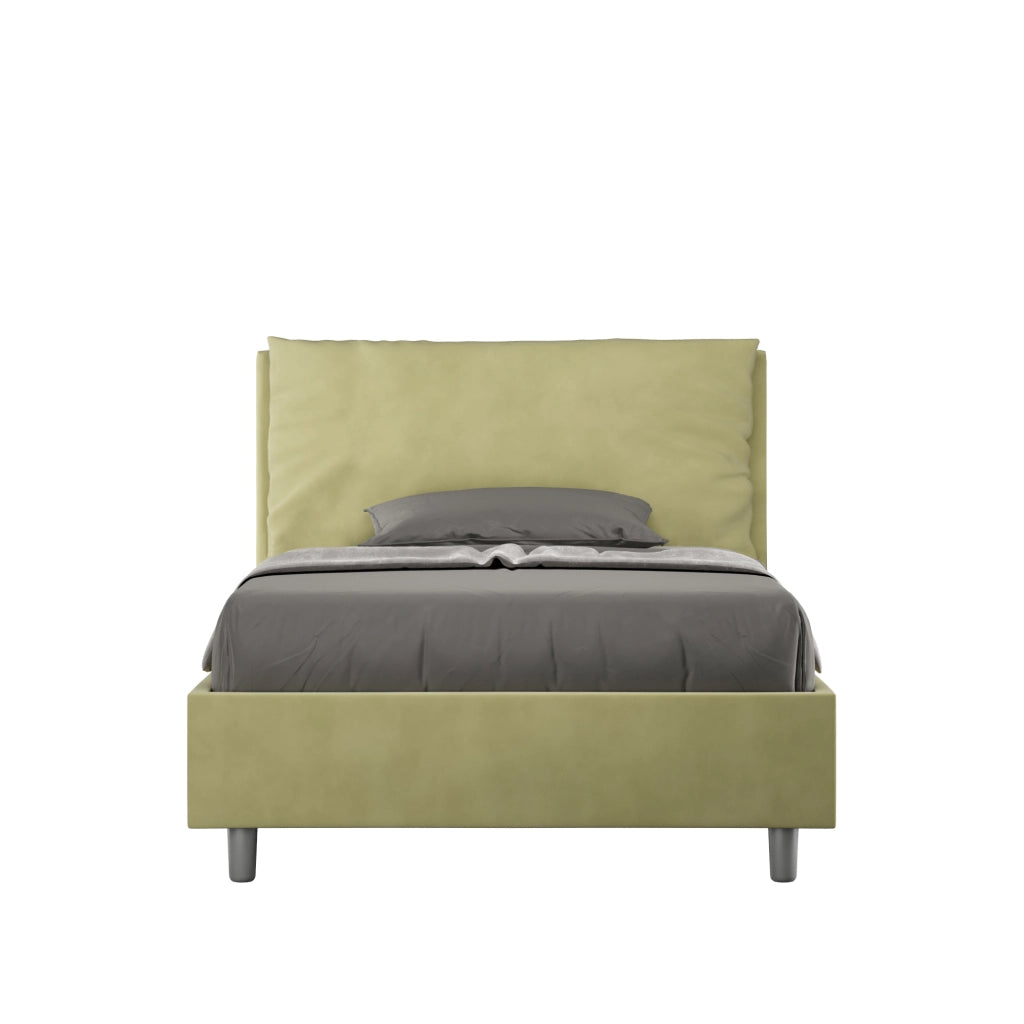 Letto 1 Piazza E Mezzo 120x200 cm con Rete e Contenitore Imbottito in Microfibra Antea Large Tè Verde