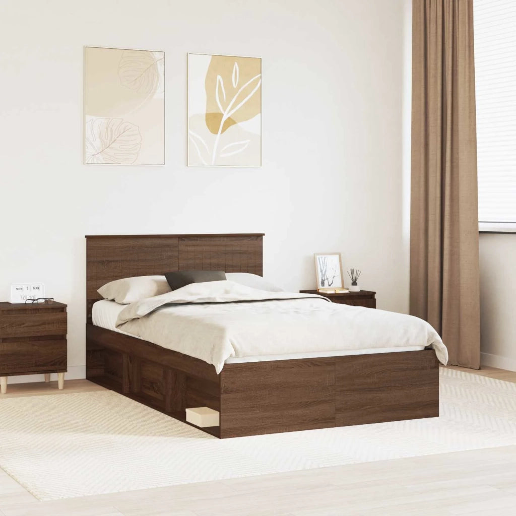 Struttura del letto Rovere Marrone 120 x 190 cm Pino massello