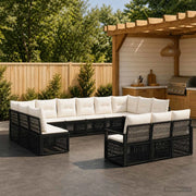 Set Divano da Giardino 13 pz Nero polyrattan 3435862