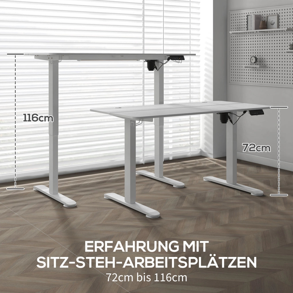 Scrivania regolabile in altezza 140x70 cm, scrivania elettrica per computer con 4 slot di memoria, scrivania ergonomica per lavorare sia seduti che