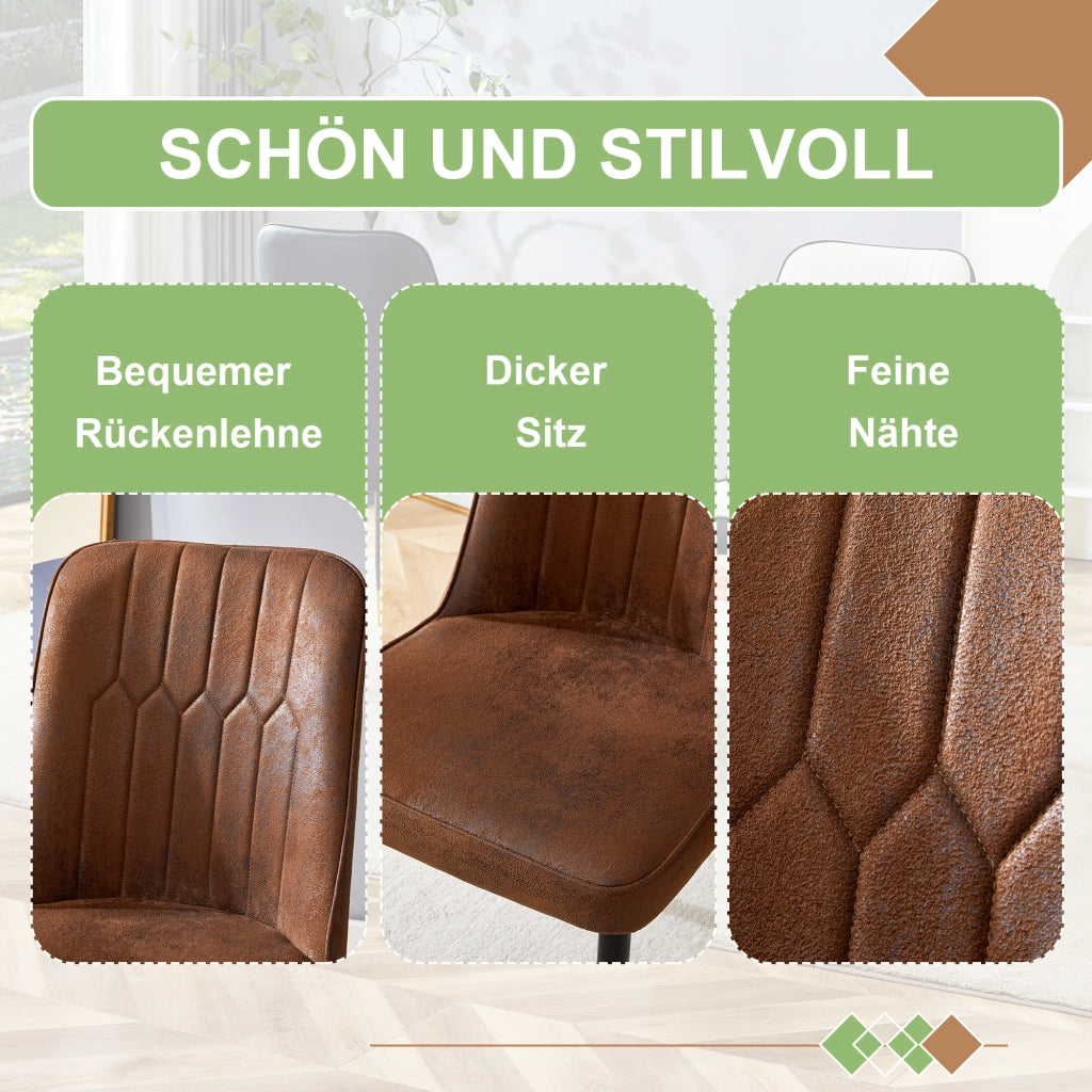 Set di 2 sedie da pranzo con schienale ergonomico e seduta imbottita in tessuto tech marrone e metallo nero