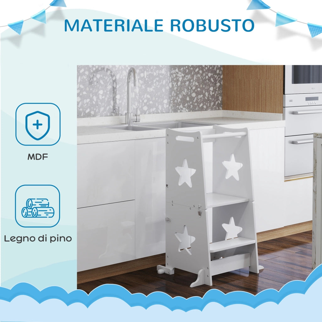 Scala Montessori Convertibile in Tavolo e Sedie ¨C Xylo ¨C Legno Bianco 60x44.5x86cm
