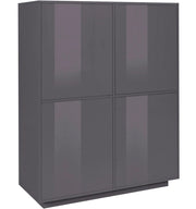 Credenza 4 Ante 100,1x41,4x126 cm Bloom Grigio Antracite Laccato Lucido