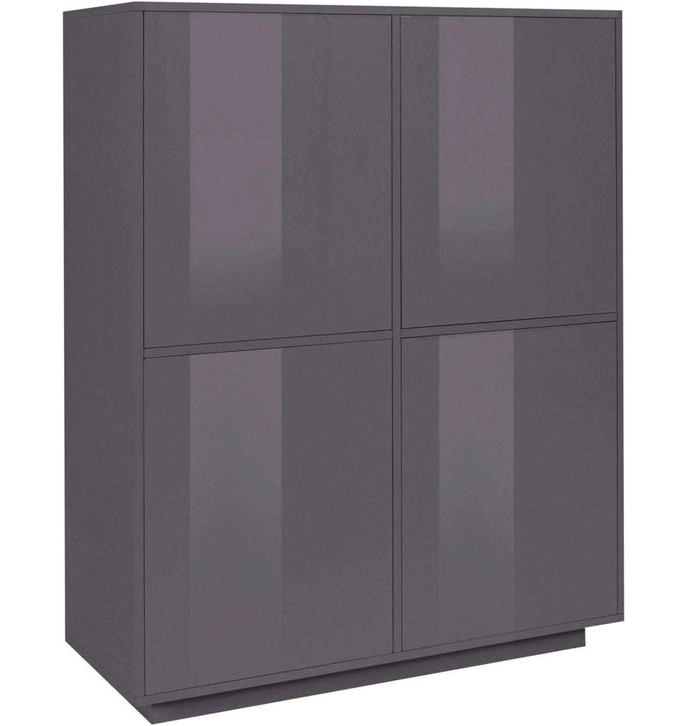 Credenza 4 Ante 100,1x41,4x126 cm Bloom Grigio Antracite Laccato Lucido