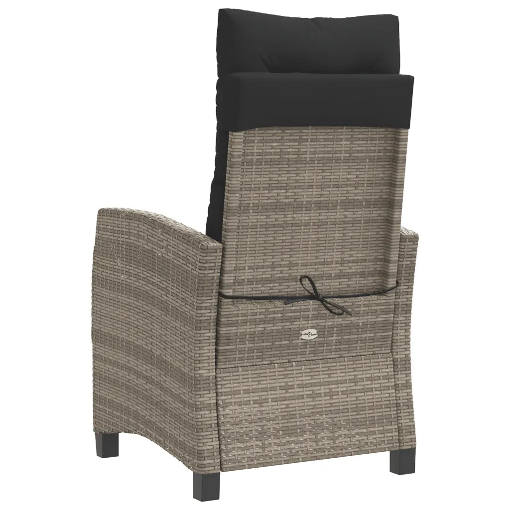 Sedie da Giardino Reclinabili 2 pz | Sedie da Esterno e Cuscini Grigio Polyrattan